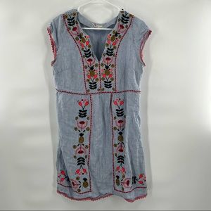 Boden cottage core blue embroidered dress size 8P